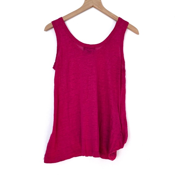 Red23 Pink Linen Tank Top with Asymmetrical Twist Hem - Picture 4 of 8